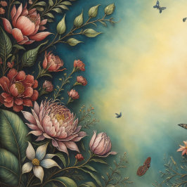 Flowers & postcard no3 vintage tissue paper  薄葉紙