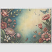 Flowers & postcard no3 vintage tissue paper  薄葉紙 (正面)