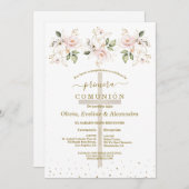 Flowers Primera Comunión Triplets Holy Communion 招待状 (正面/裏面)