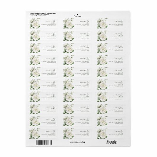 Flowers Return Address Labels ラベル (フルシート)