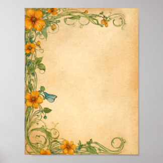 Flowers Scrapbook & Junk Journal Supplies Downlad ポスター
