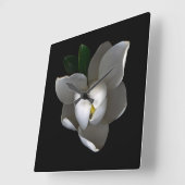 Flowers | Single White Magnolia Blossom スクエア壁時計 (傾斜)