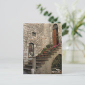 Flowers Stairway Assisi Italy シーズンポストカード (スタンド正面)
