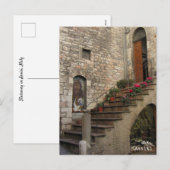 Flowers Stairway Assisi Italy シーズンポストカード (正面/裏面)