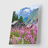Flowers | Summer Matterhorn Switzerland スクエア壁時計 (傾斜)