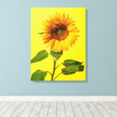 Flowers | Sunflower on Yellow キャンバスプリント (インサイチュ (ウッドフロア))