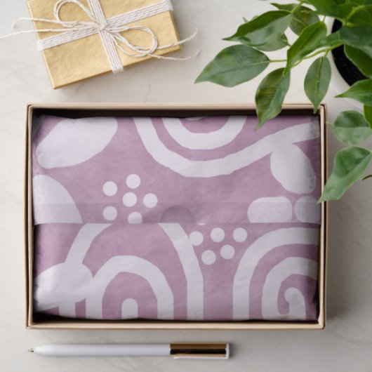 Flowers Swirls Dusty Pink White Pattern Decoupage 薄葉紙 (ギフト)