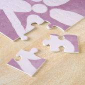 Flowers Swirls Dusty Pink White Pattern Whimsical ジグソーパズル (側面)