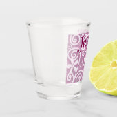 Flowers Swirls Pink White Pattern Personalized ショットグラス (左)