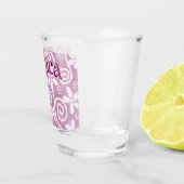 Flowers Swirls Pink White Pattern Personalized ショットグラス (右)