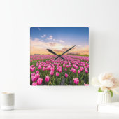 Flowers | Tulips South Holland, Netherlands スクエア壁時計 (ホーム)