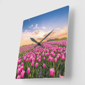 Flowers | Tulips South Holland, Netherlands スクエア壁時計 (傾斜)