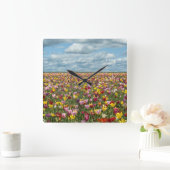 Flowers | Tulips Willamette Valley Oregon スクエア壁時計 (ホーム)