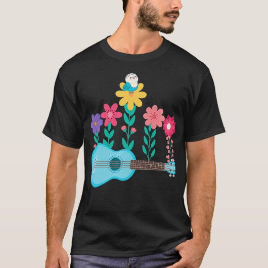 Flowers Ukulele Hawaiian Musician Acoustic Uke Tシャツ (正面)