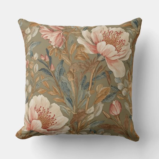 Flowers,Vintage, Glamorous Garden Blooms クッション (正面)