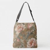 Flowers,Vintage, Glamorous Garden Blooms クロスボディバッグ (裏面)