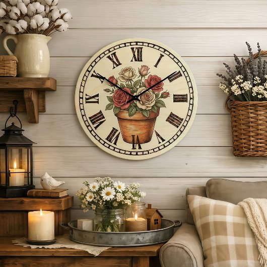 flowers - Wall Clock ラージ壁時計