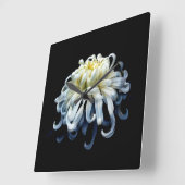 Flowers | White Chrysanthemum スクエア壁時計 (傾斜)