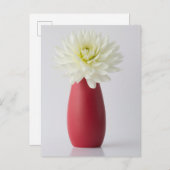 Flowers | White Dahlia in Red Vase ポストカード (正面/裏面)