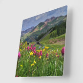 Flowers | Wildflowers Durango, Colorado スクエア壁時計 (傾斜)