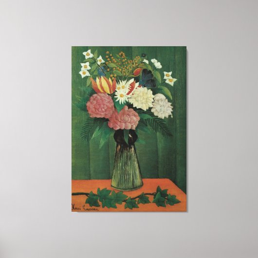 Flowers with Ivy by Henri Rousseau,ヴィンテージフローラ キャンバスプリント (正面)