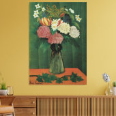 Flowers with Ivy by Henri Rousseau,ヴィンテージフローラ キャンバスプリント (インサイチュ (リビング))