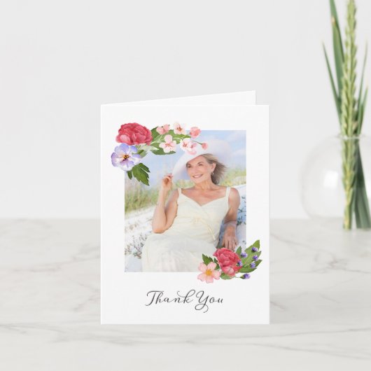 Flowers with Photo Thank You サンキューカード (正面)