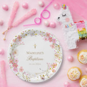  flowers wreath Baptism ペーパープレート (パーティー)