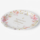  flowers wreath Baptism ペーパープレート (アングル)