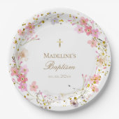  flowers wreath Baptism ペーパープレート (正面)