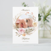 flowers wreath Baptism small thank you cards 招待状 (スタンド正面)