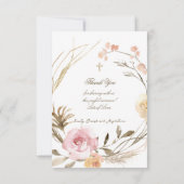 flowers wreath Baptism small thank you cards 招待状 (裏面)