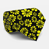 Flowers - Yellow on Black ネクタイ (ロール)