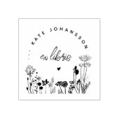 Flowery Elegant Ex Libris Custom Book ラバースタンプ (インプリント)