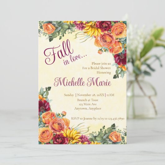 Flowery Fall Bridal Shower Invitation 招待状 (スタンド正面)