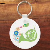 Flowery French Horn Music Gift キーホルダー (正面)