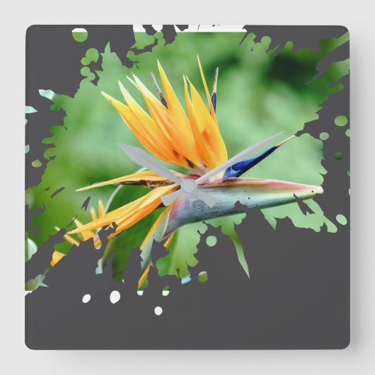 Flowery Splatter スクエア壁時計 (正面)