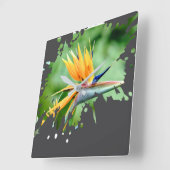 Flowery Splatter スクエア壁時計 (傾斜)