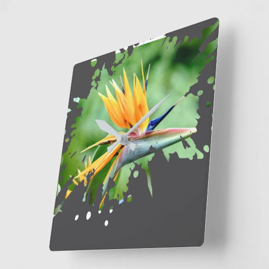 Flowery Splatter スクエア壁時計 (傾斜)