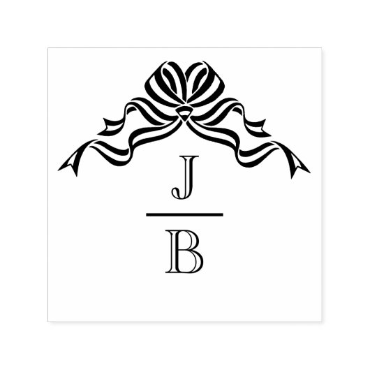 Flowing Bow Ribbon 2 Initial Wedding Mon #2CA-ND セルフインキングスタンプ (デザイン)