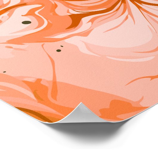 Flowing Coral and Peach Swirls ポスター (角)