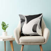 Flowing Curves in Black, White, and Gray クッション (椅子)