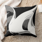 Flowing Curves in Black, White, and Gray クッション (ブランケット)