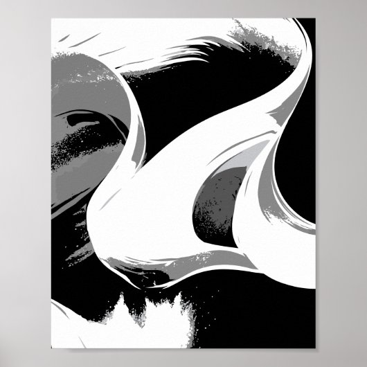 Flowing Curves in Black, White, and Gray ポスター (正面)