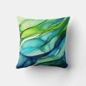 Flowing forms in green and blues クッション (裏面)