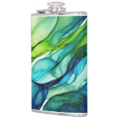 Flowing forms in green and blues フラスク (左)