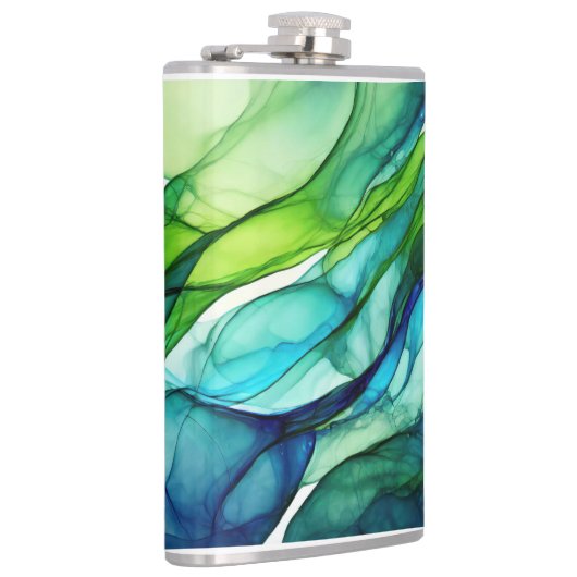 Flowing forms in green and blues フラスク (右)