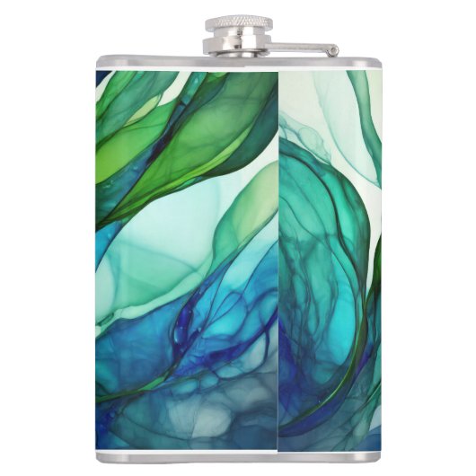 Flowing forms in green and blues フラスク (裏面)