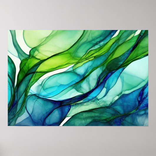 Flowing forms in green and blues ポスター (正面)