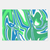 Flowing Green and Blue Marble Stripes ラッピングペーパーシート (正面3)